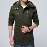 帝欧莱夫男士棉衣男生冬季棉服外套中长款冬天加绒加厚工装衣服中年棉袄冬 军绿色 XL (推荐体重120-135斤)