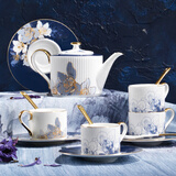 华光 国瓷 欧式骨瓷茶具咖啡杯碟套装 下午茶高端礼盒装 梦幻卡布里 梦幻卡布里 13头竖纹茶具礼盒装