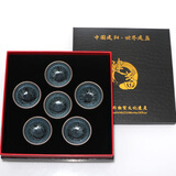 建缘天成 建盏茶杯油滴鹧鸪斑百花兔毫陶瓷杯原矿釉品茗杯精致小盏一口杯 6只油滴小敛口（礼盒装）