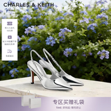 CHARLES&KEITH质感链条尖头高跟凉鞋子女鞋生日七夕礼物送女友CK1-60280377 Silver银色 39 (250)