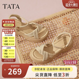 他她（TATA）黄圣依同款璀璨星空厚底凉鞋女外穿沙滩凉鞋CXT01BL6 杏色6 38