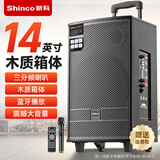 新科 广场舞音响大功率重低音移动家用户外K歌蓝牙拉杆便携式音箱扩音器带无线话筒 14吋组合三分频+单话筒+8吋低音