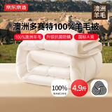 京东京造100%澳洲羊毛被Pro远红外发热抗菌防螨冬厚被150×200cm约4.9斤