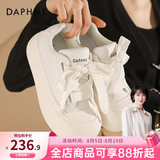 达芙妮官方厚底小白鞋女2026爆款女鞋软萌大头鞋子女休闲百搭帆布鞋女 云朵白【粗跟带-5cm显高厚底】 35