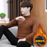 茄克斯 半高领毛衣男士秋冬季新款修身保暖针织衫男打底毛衫男装上线衣 加绒焦糖色 XL