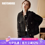 ROEYSHOUSE粗花呢罗衣小香风外套2026夏装新款纯色夹克女09365 黑色 XS