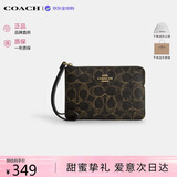 蔻驰（COACH）【品牌直供】新款女包手拿包拉链腕包黑棕拼CEF78 送女友七夕礼物