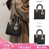 千百度（C.BANNER）包包女包牛皮菱格手提包小香风单肩斜挎生日七夕情人节礼物送女友