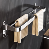 居臣仕304不锈钢折叠双杆毛巾架免打孔卫生间毛巾杆置物架毛巾挂杆加长 折叠双杆 304不锈钢带挂钩 39cm