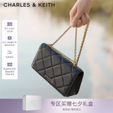 CHARLES&KEITH质感菱格链条小方钱包女包包女包生日七夕礼物送女友CK6-10680924 Black黑色 XS