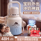 柏邦婴儿保温杯外出冲奶便携式泡奶恒温显示温度水杯大容量保温水壶 1000ML蓝【智能温显】316内胆/双层真空保温/杯刷+杯带 2026新款女士高颜值【48小时持久保温】带温度显示杯子