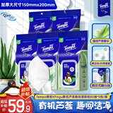 得宝（TEMPO）Pingu联名悬挂湿厕纸 芦荟精华60片*5包 可冲散 湿纸巾 湿巾私处