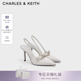 CHARLES&KEITH缎面蝴蝶结尖头高跟凉鞋女生日七夕礼物送女友CK1-60361556 Light Grey浅灰色 37