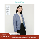 茵曼（INMAN）轻薄简约无领短款羽绒马甲女士2025新款可内搭可外穿薄款外套 雾霾蓝 L
