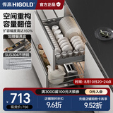 悍高（HIGOLD）双层不锈钢拉篮厨房橱柜碗架碗篮配阻尼导轨 800柜2层-时尚304实心圆钢线条篮