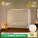 美朵嘉A类婴儿童防摔蚊帐床围栏1.8x2米家用拉链三开门浅灰【加密网眼】