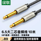 绿联6.5mm音频线 6.35大二芯公对公连接线 音响音箱功放话筒麦克风吉他电子琴鼓调音台转接线10米40815