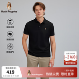 暇步士（Hush Puppies）七夕礼物【凉感小冰皮1.0】男装夏季百搭舒爽凉感短袖polo衫 曜石黑 2XL