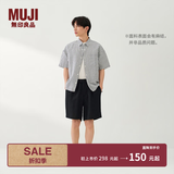 MUJI 男式 汉麻混 短袖衬衫男士衬衣男装26年夏季男款上衣 AC17CC6S 藏青色格纹 S （165/84A）