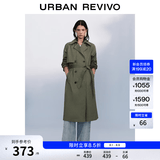 UR秋季新款女装气质双排扣腰带风衣外套UWM150045+ 橄榄绿 (偏宽松) L