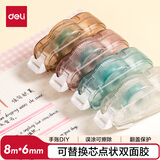 得力（deli）可换芯点状双面胶带 8m*6mm可擦除式点点胶 学生文具创意手工手账 单支 TG107 开学好物