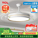 TCL风扇灯LED吊扇灯隐形扇叶简约遥控调光餐厅客厅卧室智能吊灯 36寸-3档变光-遥控48W