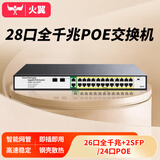 火翼28口全千兆POE交换机 24口千兆PoE+2口千兆+2SFP 网管交换机 监控网络网线分线器 企业级交换器