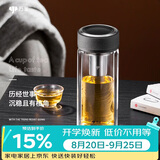 万象（WANXIANG）双层玻璃杯经典皮纹V21RL商务办公礼盒泡茶杯480ML大容量家用水杯