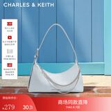 CHARLES&KEITH柔软拉链式褶皱单肩包腋下包包女包生日七夕礼物CK2-40782472 Sea Salt Blue海盐蓝色 S