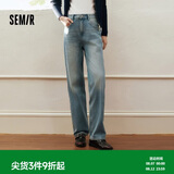 森马（Semir）森柔|牛仔裤女春季做旧浅色长裤女生显瘦时尚直筒裤103125124013A