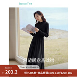 茵曼（INMAN）2026秋冬女装新款灯芯绒连衣裙新品长袖休闲针织礼服中长裙子 午夜黑-18348357H1 M