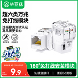 毕亚兹 超六类网络模块 万兆非屏蔽180°度免压打线CAT6.A 网口线RJ45水晶头插座86面板配套加厚镀金模块
