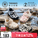 泰兰尼斯夏季儿童凉鞋包头防踢学步鞋男宝宝软底机能鞋白/黑25码