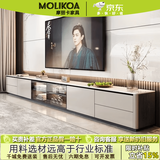 MOLIKOA实木岩板玻璃门茶几电视柜组合小户型客厅2026新款感落地地台 电视柜尤加利灰+高雅灰 2米 十年质保