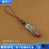 赢夫人（Mrs win）复古创意七彩石吊坠汽车钥匙扣挂件碎石小挂坠手机链简约时尚挂饰 953-3#碎石无事牌2号手机挂绳 A16-110
