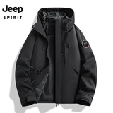 JEEP SPIRIT吉普 冲锋外套男女同款单层户外保暖防风防泼水夹克登山服