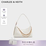 CHARLES&KEITH柔软拉链式褶皱单肩包腋下包包女包生日七夕礼物CK2-40782472 Cream奶白色 S