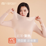 莫代尔超薄皮肌底美肤衣发热保暖内衣女士无痕玻尿酸打底衫秋衣秋裤 肤色-润肤美体 均码 【建议90-120斤玻尿酸亲肤】
