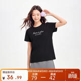 361°t恤衫女夏季新款潮流休闲宽松运动正肩上衣服短袖女装662629106-4