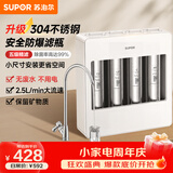 苏泊尔厨下净水器超滤机家用不锈钢防爆防漏2.5L大流速净水机自来水净化器 快换换芯 台式过滤器UU06