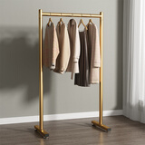 木樽简约加粗晾衣架落地阳台晒被子挂衣架单杆晾衣杆出租屋卧室晒衣架 0.8米轻奢金 加粗圆管