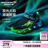 Skechers斯凯奇童鞋男童闪灯鞋秋季休闲运动鞋儿童鞋开关发光潮鞋400103L 黑色/蓝色/柠檬色/BBLM 27.5