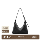 裘真（qiuzhen）【明星推荐】 经典hobo包植鞣牛皮腋下通勤休闲饺子女包 黑色-小号（羊皮） 小包/大包