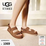 UGG夏季新款女士时尚舒适炫金系列厚底露趾魔术贴休闲凉鞋1167399 CHE | 栗色 39 39码及以下建议拍大一码