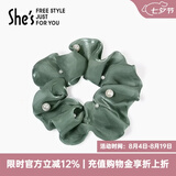 She's茜子时尚大肠发圈盘发绳皮筋扎头发饰头花头绳头饰七夕情人节礼物 D0墨绿色(中号)