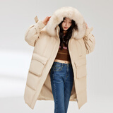 雪中飞秋冬新款狐狸大毛领百搭温暖时尚百搭防风多色羽绒服