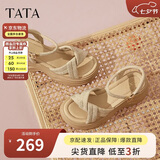 他她（TATA）七夕节礼物黄圣依同款璀璨星空厚底凉鞋CXT01 杏色 (凉鞋款） 38