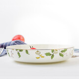 金岚玉唐山骨瓷直边深盘窝盘套装深汤盘植物花卉瓷盘子