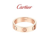 卡地亚（Cartier）LOVE系列 18K玫瑰金色窄版LOVE戒指单枚 B4085253 京东自营