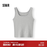 森马（Semir）背心女夏短款U领凉感紧身无袖撞色内搭气质叠穿上衣101325102001
